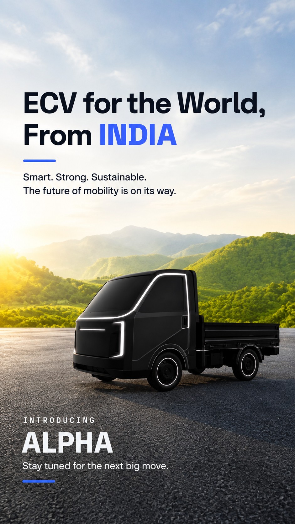 RON Mobility ALPHA electric LCV - ECV for the World, From India. Introducing ALPHA, coming soon.
